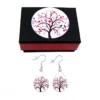 Boucles D'oreilles Cabochon + Coffret * Arbre Coeurs * Oiseaux, Arbre De Vie, Pendantes, Gouttes, Idées Cadeaux, Noël