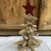 Sapin De Noël En Bois Flotté, 50 Cm Décoré D'une Guirlande Lumineuse Et étoile Bordeaux