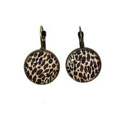 Boucles D'oreilles, Cabochon * Léopard * Animal, Afrique, Pendantes, Idées Cadeaux, Noël