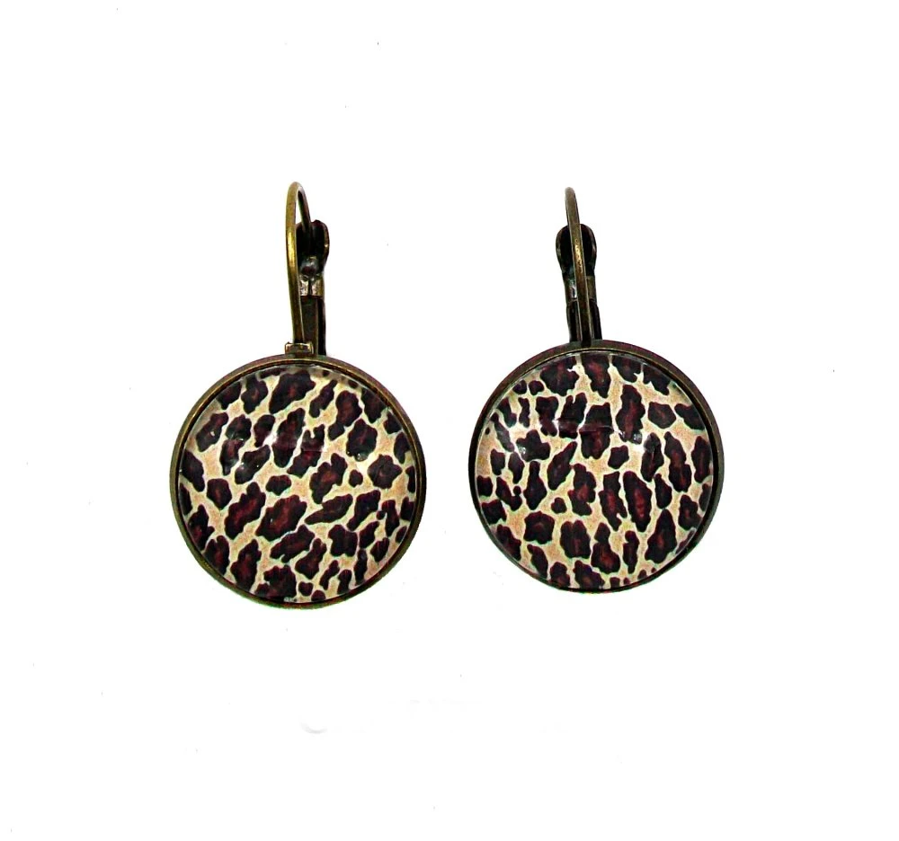 Boucles D'oreilles, Cabochon * Léopard * Animal, Afrique, Pendantes, Idées Cadeaux, Noël 1 Boucles D'oreilles, Cabochon * Léopard * Animal, Afrique, Pendantes, Idées Cadeaux, Noël