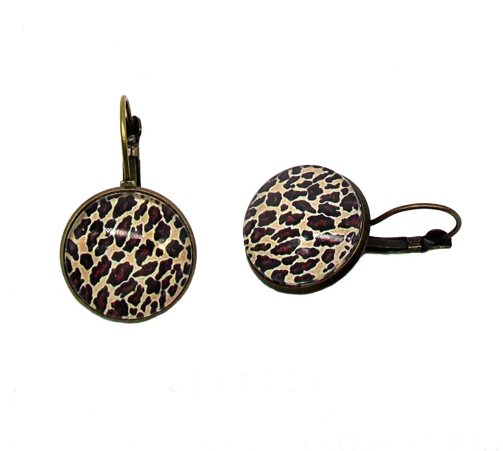 Boucles D'oreilles, Cabochon * Léopard * Animal, Afrique, Pendantes, Idées Cadeaux, Noël 2 Boucles D'oreilles, Cabochon * Léopard * Animal, Afrique, Pendantes, Idées Cadeaux, Noël – Image 2