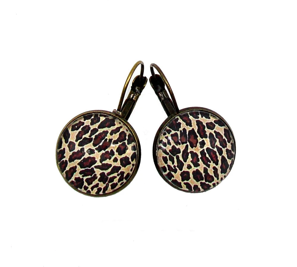 Boucles D'oreilles, Cabochon * Léopard * Animal, Afrique, Pendantes, Idées Cadeaux, Noël 3 Boucles D'oreilles, Cabochon * Léopard * Animal, Afrique, Pendantes, Idées Cadeaux, Noël – Image 3