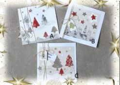 Cartes Noël Fait Main Rouge Doré, Carte De Vœux, Carte Originale X3