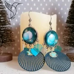Boucles D'oreilles Boules De Noël Bleues