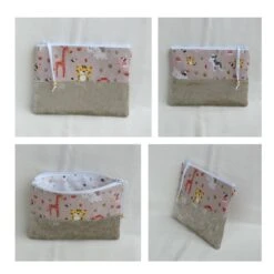 Petite Trousse Zippée Petite Fille, Porte Monnaie, Tissu Animaux Safari, Pochette Enfant Rangement Accessoire Ou Maquillage, Cadeau Noël