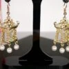 Bijoux Japonais Boucles D'oreilles, Pagode Métal Doré Cadeau Nouvel An Chinois, Bijoux Porte-bonheur Lucky Charm, Noël, 2023