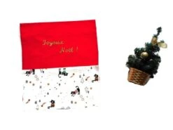 Noël Zéro Déchet, Sac Cadeau En Tissu, Pochon Pour Chat, Nom Brodé, "joyeux Noël + Nom", Coton Chats Noirs D'hiver