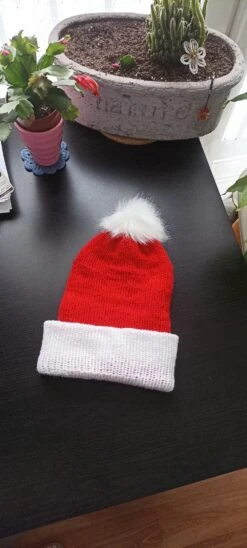 Bonnet Rouge Et Blanc Pompon Amovible Fausse Fourrure , Noël