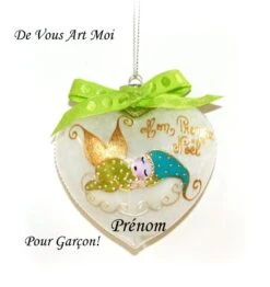 Boule De Noël Mon Premier Noël Personnalisé Garçon Lutin Ange Verre Peint Main -Papeterie Boutique 4414378 boule mon premier noel personnalise fille fait main boule 3