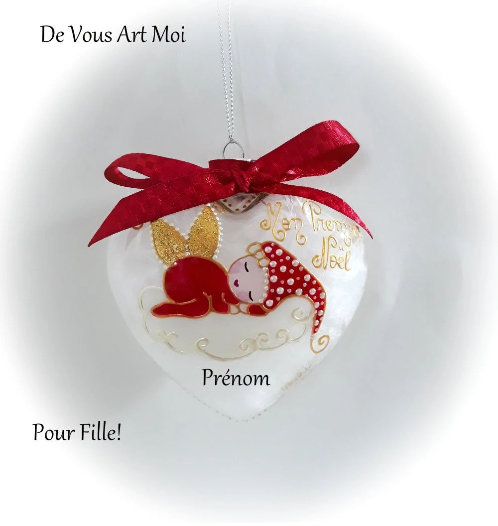 Boule De Noël Mon Premier Noël Personnalisée Bébé Fille Efle Lutine Fait Main 1 Boule De Noël Mon Premier Noël Personnalisée Bébé Fille Efle Lutine Fait Main