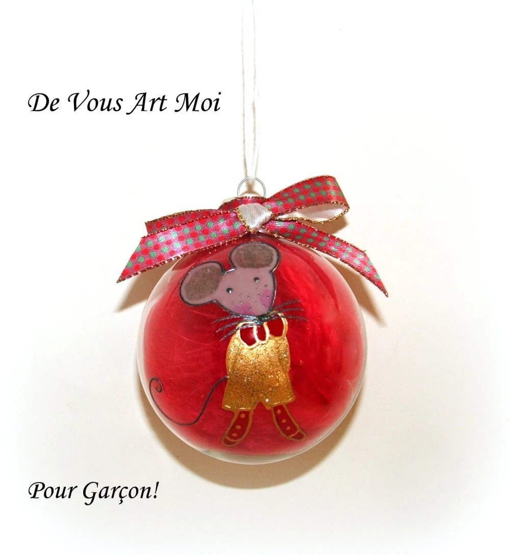 Boule De Noël Personnalisée Garçon Verre Peint Main Artisanale 2 Boule De Noël Personnalisée Garçon Verre Peint Main Artisanale – Image 2