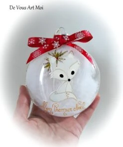 Boule De Noël Mon Premier Noël Prénom Personnalisée Renard Blanc Fait Main Artisanale -Papeterie Boutique 4415887 boule de noel mon premier noel prenom personnalisee rena 3