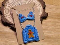 Parure Composée D'un Collier "pull De Noël Bonhomme En Pain D'épices" Et Boucles D'oreilles