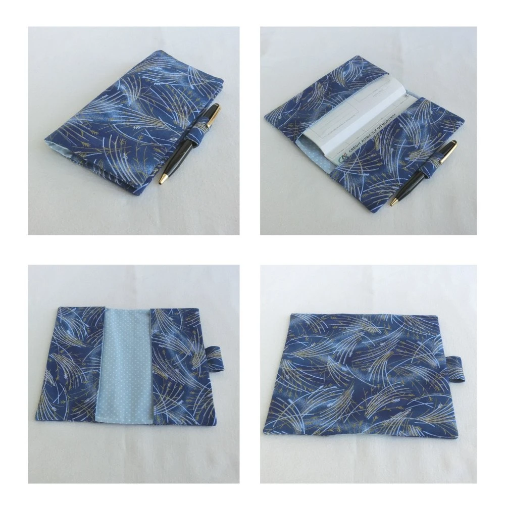 Housse De Protection Pour Chéquier Portefeuille Avec Porte Stylo, Tissu Japonais, Pochette Porte Chéquier, Cadeau Femme Fête De Noël 2 Housse De Protection Pour Chéquier Portefeuille Avec Porte Stylo, Tissu Japonais, Pochette Porte Chéquier, Cadeau Femme Fête De Noël – Image 2