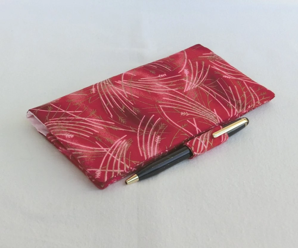 Housse De Protection Pour Chéquier Portefeuille Avec Porte Stylo, Tissu Japonais, Pochette Porte Chéquier, Cadeau Femme Fête De Noël 6 Housse De Protection Pour Chéquier Portefeuille Avec Porte Stylo, Tissu Japonais, Pochette Porte Chéquier, Cadeau Femme Fête De Noël – Image 6