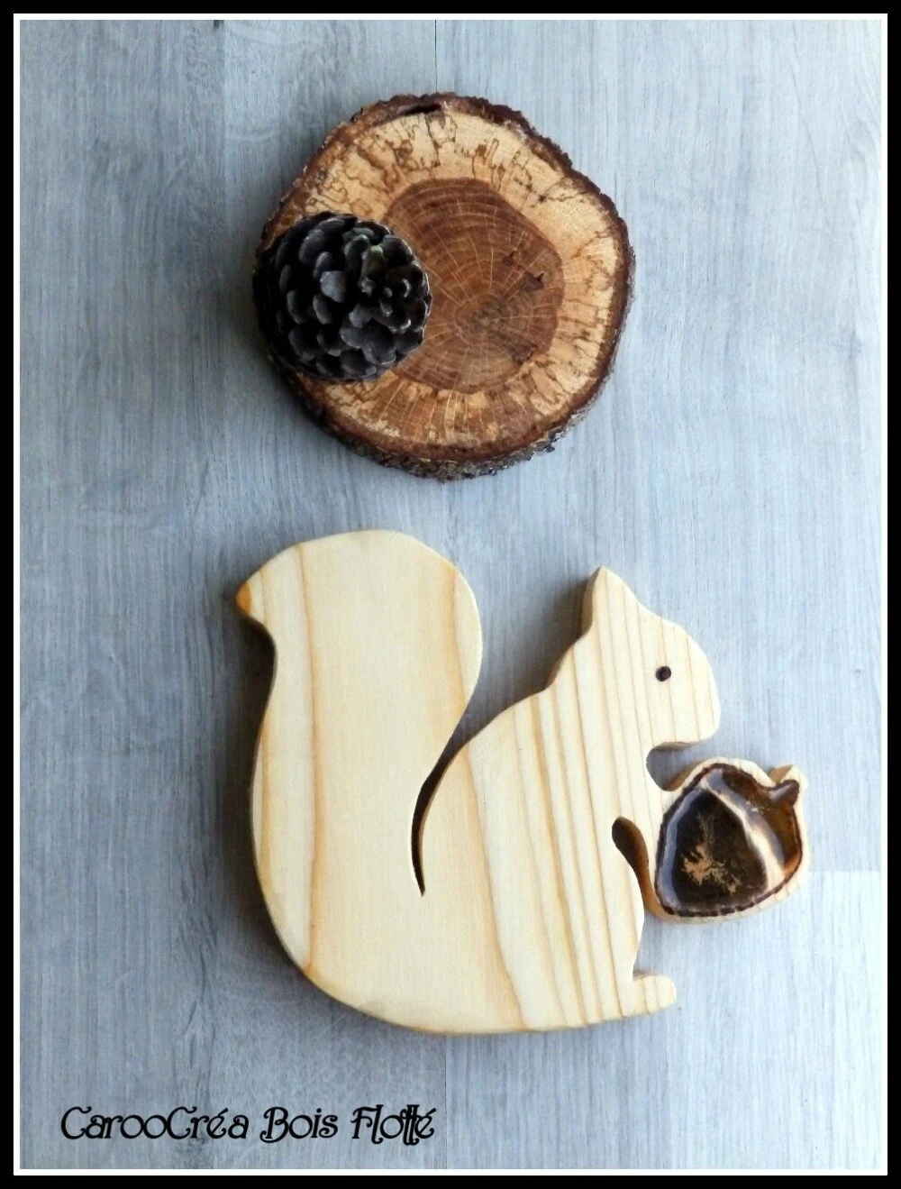 Ecureuil En Bois, Pomme De Pin, Décoration Automne, Décoration Noël 3 Ecureuil En Bois, Pomme De Pin, Décoration Automne, Décoration Noël – Image 3