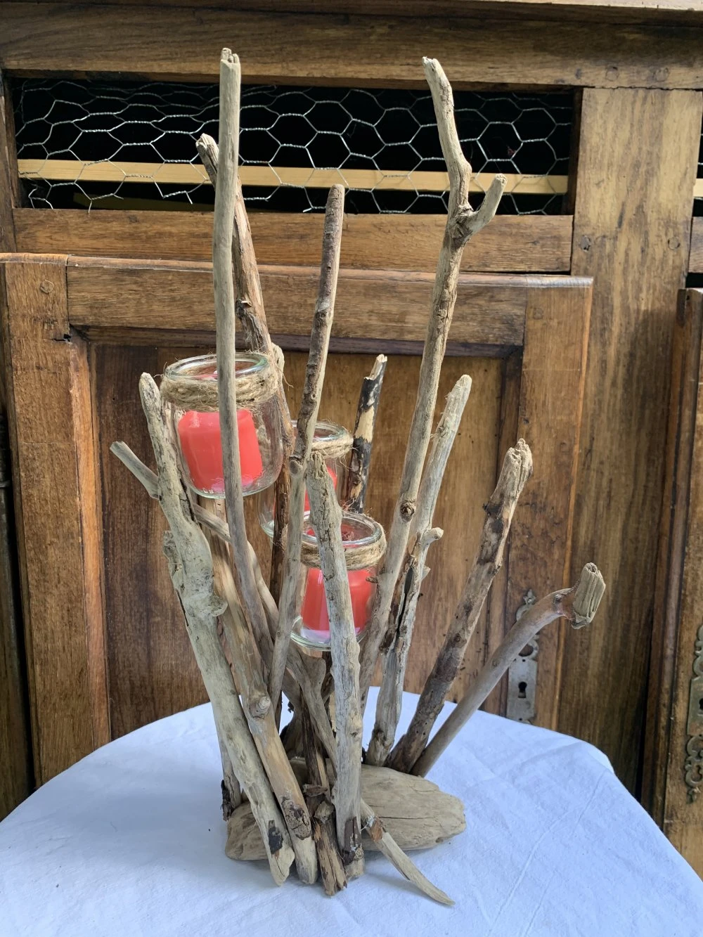 Bougeoir En Bois Flotté Et Trois Bougies Pour Déco à Noël 3 Bougeoir En Bois Flotté Et Trois Bougies Pour Déco à Noël – Image 3