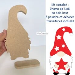 Kit Complet "gnome De Noël" En Bois Avec Fournitures Incluses Et Explications En Photos