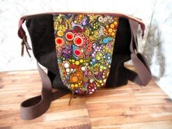 Sac à Main Femme Homme, Velours Côtelé Marron Foncé, Coton Bulles Colorées, Sac Végan Bandoulière, Cadeau Anniversaire Noël, -Papeterie Boutique 4706152 sac bandouliere femme homme liege naturel velours mille 8