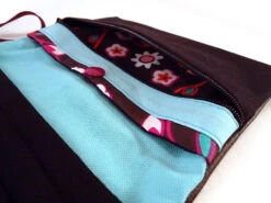 Grand Portefeuille Chéquier Ethnique élastique, Compagnon Cuir Noir Et Tissu Fleurs, Porte Carte Coloré, Cadeau Noël Femme -Papeterie Boutique 661487 grand portefeuille chequier ethnique elastique compagnon 3