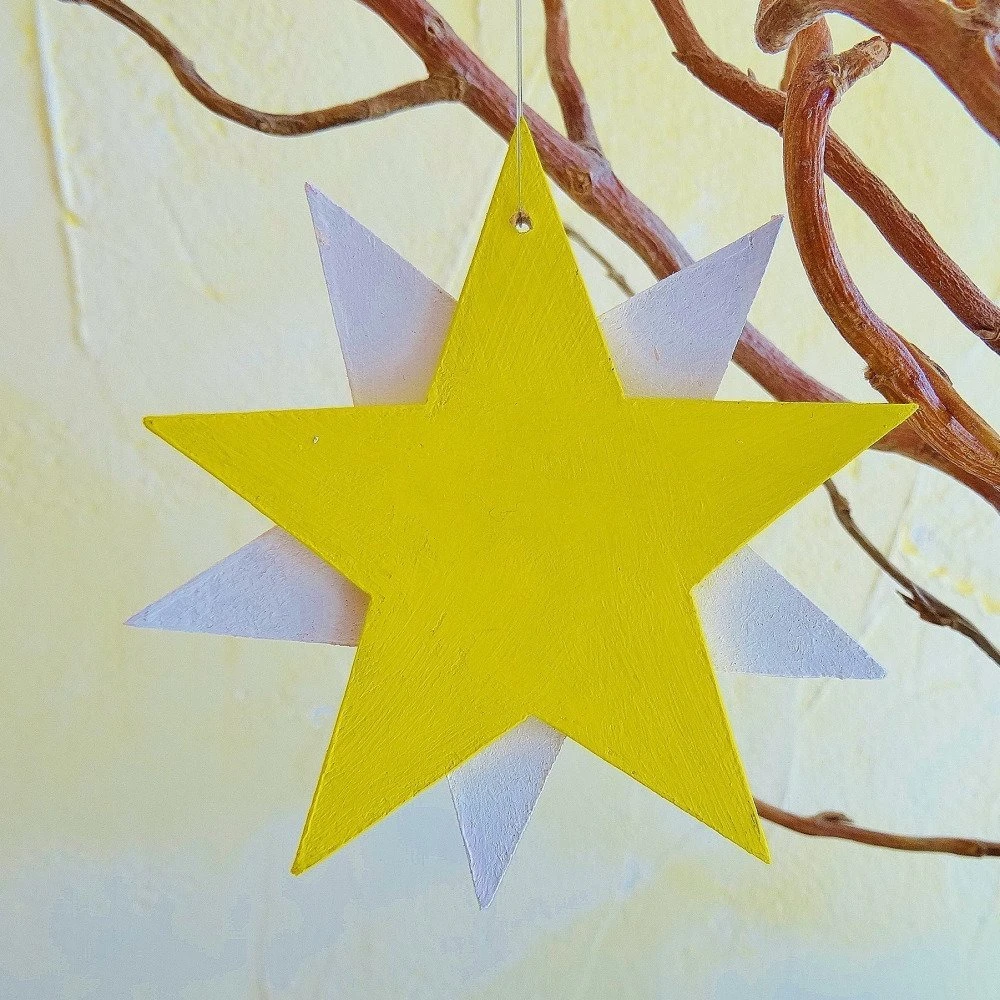 3 étoiles De Noël, Décoration, Suspension De Sapin En Fibres De Bois Peinte à La Main, Peinture Acrylique. Réalisé à La Scie à Chantourner 5 3 étoiles De Noël, Décoration, Suspension De Sapin En Fibres De Bois Peinte à La Main, Peinture Acrylique. Réalisé à La Scie à Chantourner – Image 5