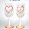 Duo Verre à Vin Noël,motif Coeur Blanc Rouge,fait Main