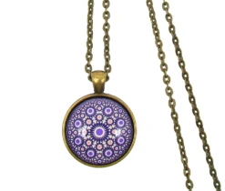 Collier, Mi-long, Pendentif * Marrakech * Maroc, Mosaïque, Ethnique, Bleu, Bronze, Collier Cabochon, Femme, Idée Cadeau Noël