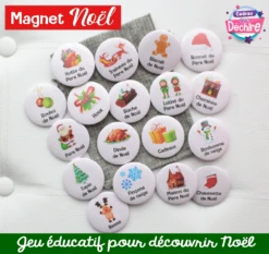 Magnet Noël - 50 Mm - 18 Magnets - Jeu éducatif Pour Enfants - Magnétique