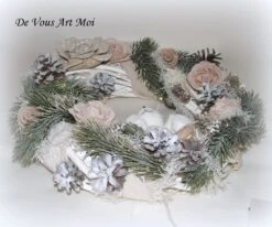 Couronne Ourson Blanc Noël,couronne De Noël Lumineuse,fait Artisanale -Papeterie Boutique product 5dc43f1772b41 4