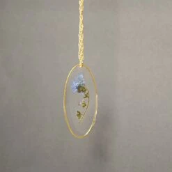 Myosotis Bleu Collier, Fleur Pressée Réelle En Résine Bijoux, Cadeaux De Noël Pour Les Mères
