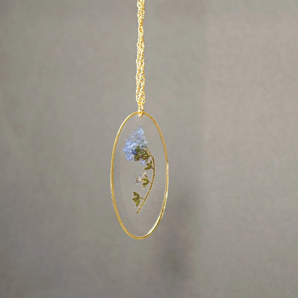 Myosotis Bleu Collier, Fleur Pressée Réelle En Résine Bijoux, Cadeaux De Noël Pour Les Mères 1 Myosotis Bleu Collier, Fleur Pressée Réelle En Résine Bijoux, Cadeaux De Noël Pour Les Mères