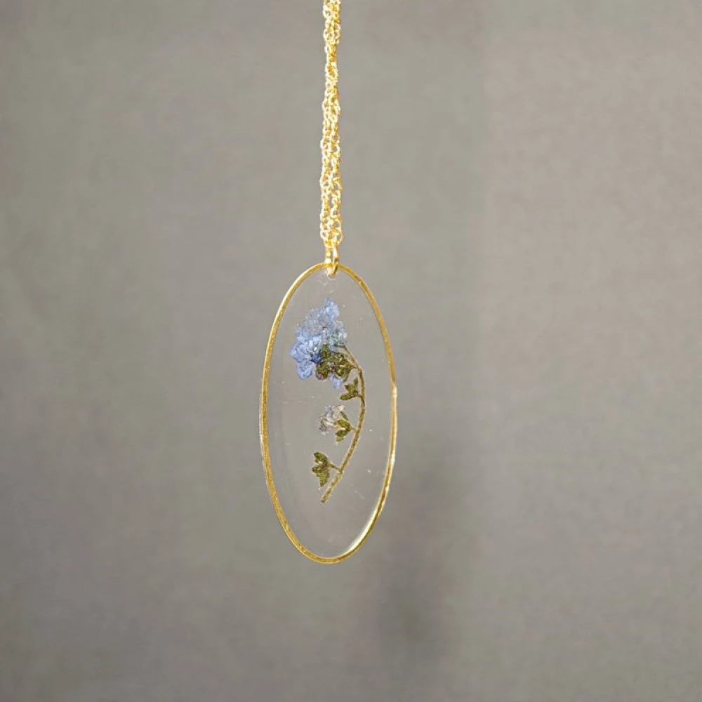 Myosotis Bleu Collier, Fleur Pressée Réelle En Résine Bijoux, Cadeaux De Noël Pour Les Mères 2 Myosotis Bleu Collier, Fleur Pressée Réelle En Résine Bijoux, Cadeaux De Noël Pour Les Mères – Image 2