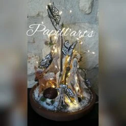 Grosse Cloche De Noël Et Ses Papillons Blanc