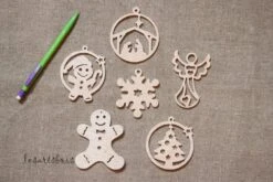 Décorations De Noël En Bois à Suspendre ( Lot 01 )