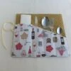 Pochette Molletonnée Pour Rangement Porte Couverts Et Serviette, étui En Tissu Sur Le Thème Du Vin, Trousse Nomade à Rouler Cadeau Noël
