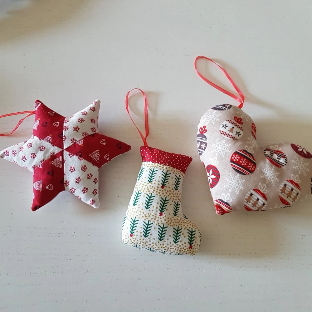 Lot De 3 Décorations De Noël En Tissu 1 Lot De 3 Décorations De Noël En Tissu