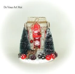 Centre Table Noël Bois,noël Photophore Bougeoir Décoration,fait Main Artisanal