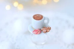 Bague Tasse De Chocolat Chaud De Noël En Fimo Pour Enfant, Anneau Réglable Argenté, Fait Main En Argile Polymère