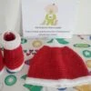 Ensemble 2 Pièces Spécial Noël Bonnet Et Chaussons Layette Bébé Fille Ou Garçon Coloris Rouge Et Blanc Taille 0/1 Ou 3 Mois