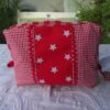 Trousse De Toilette Pour Enfants En Patchwork De Vichy , étoiles , Rouge Et Blanche , Doublé , Cadeau Noël ;