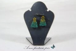 Puce D'oreille Sapin De Noël Vert Et Doré