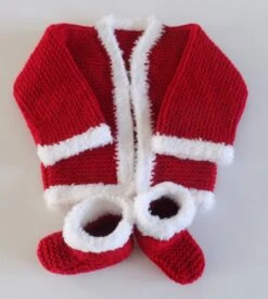 Ensemble Gilet Et Bottons De Noël Rouge Et Blanc , Taille 0/3mois.