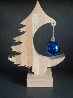 Sapin De Noël En Bois, Chêne Naturel ; Création Artisanale.