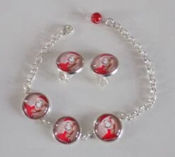 Parure Bijoux Enfants , Bracelet Et Paire De Clips , Motif Noël.
