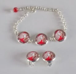 Parure Bijoux Enfants , Bracelet Et Paire De Clips , Motif Noël. -Papeterie Boutique product 637c6edd697a6 8