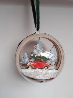 Boule De Noël Voiture Et Sapin
