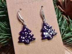 Boucles D'oreilles Sapin De Noël En Pâte Polymère Et Copeaux De Feuille D'argent / Collection : Nuit Scintillante -Papeterie Boutique product 63a10234dbcd8 3