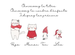 Affiche Famille Personnalisée, Illustration Chat, Portrait Famille, Prénoms, Poster, A4, Noël, Cadeaux Personnalisés -Papeterie Boutique product 64f472dfe91b8 4