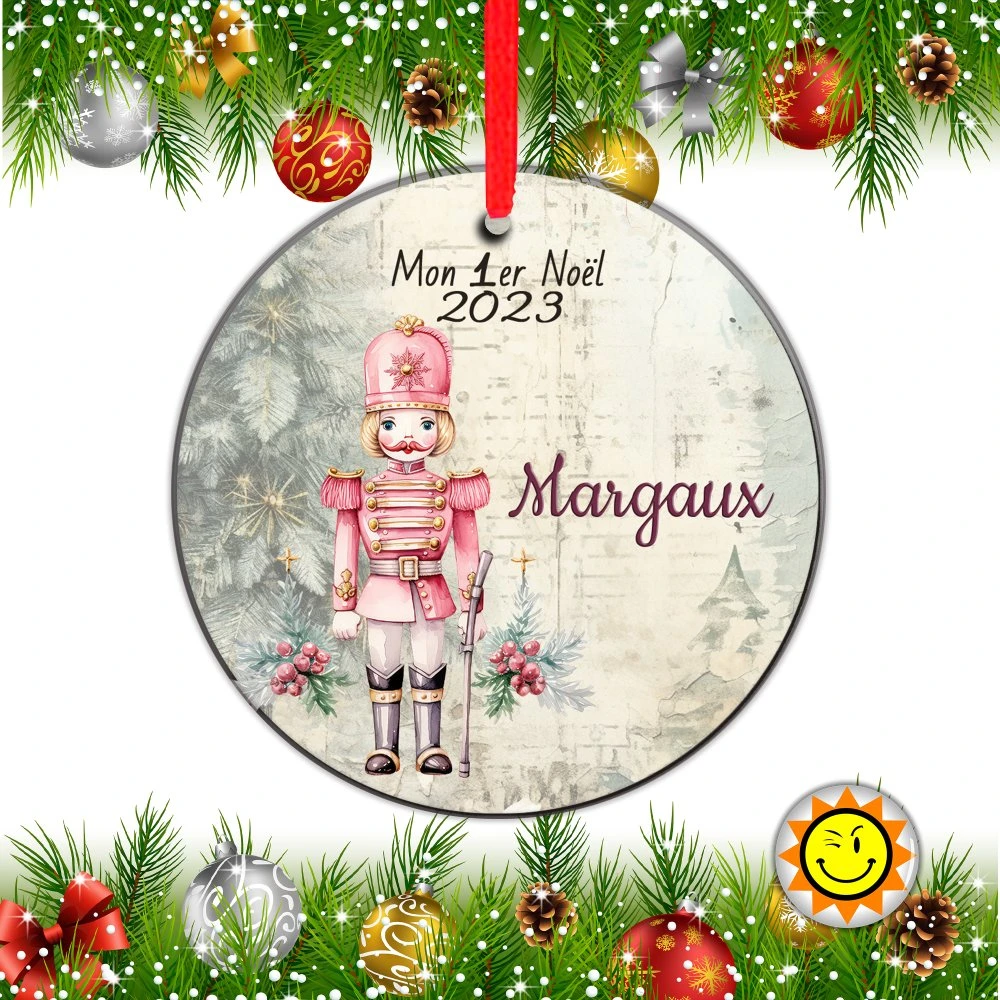 Boule De Noel Bois Premier Noël Rose Casse Noisette Personnalisable 1 Boule De Noel Bois Premier Noël Rose Casse Noisette Personnalisable