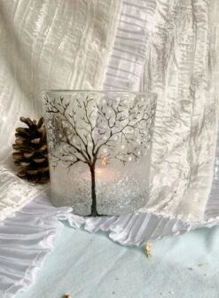 Photophore En Verre Peint Déco De Noël